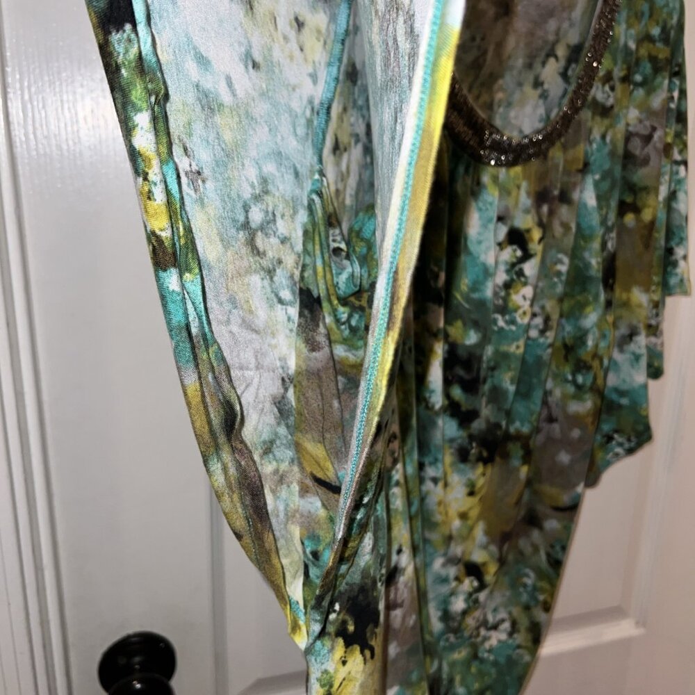 Alfani‎ woman beaded green short sleeve top size 0 X - Picture 4 of 8